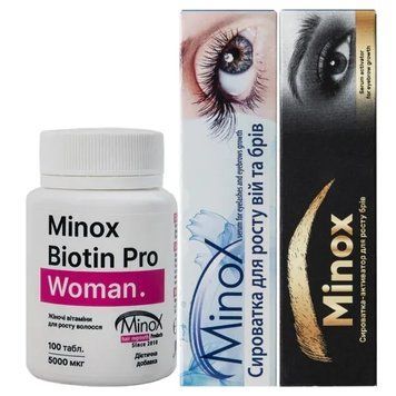 Комплекс для росту вій та брів Minox Popsy (сироватка для вій, сироватка для брів, вітаміни) min703 фото